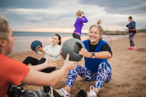 women's boot camp on the beach